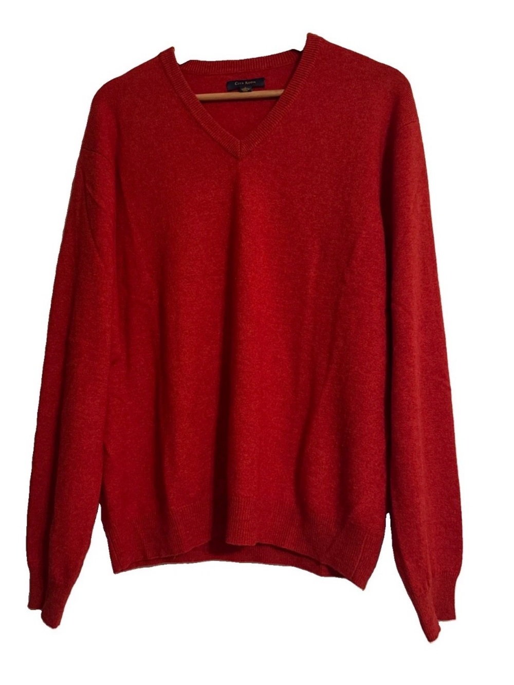 Club Room Men's V-Neck Sweater in Red 100% cashmere L